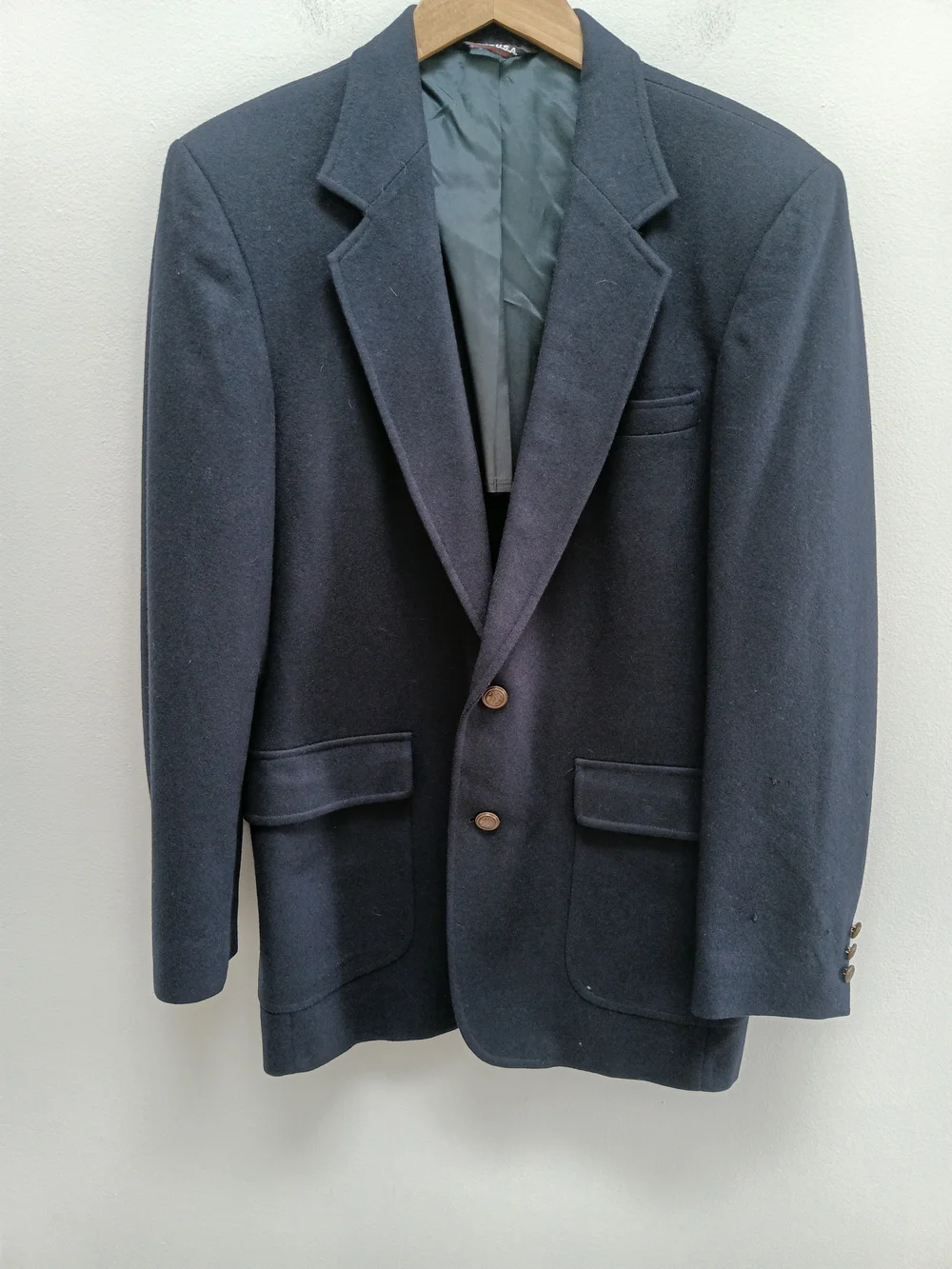 John Peel LTD Men's  Navy Blue 100% Wool Sport Coat Blazer Size 40L